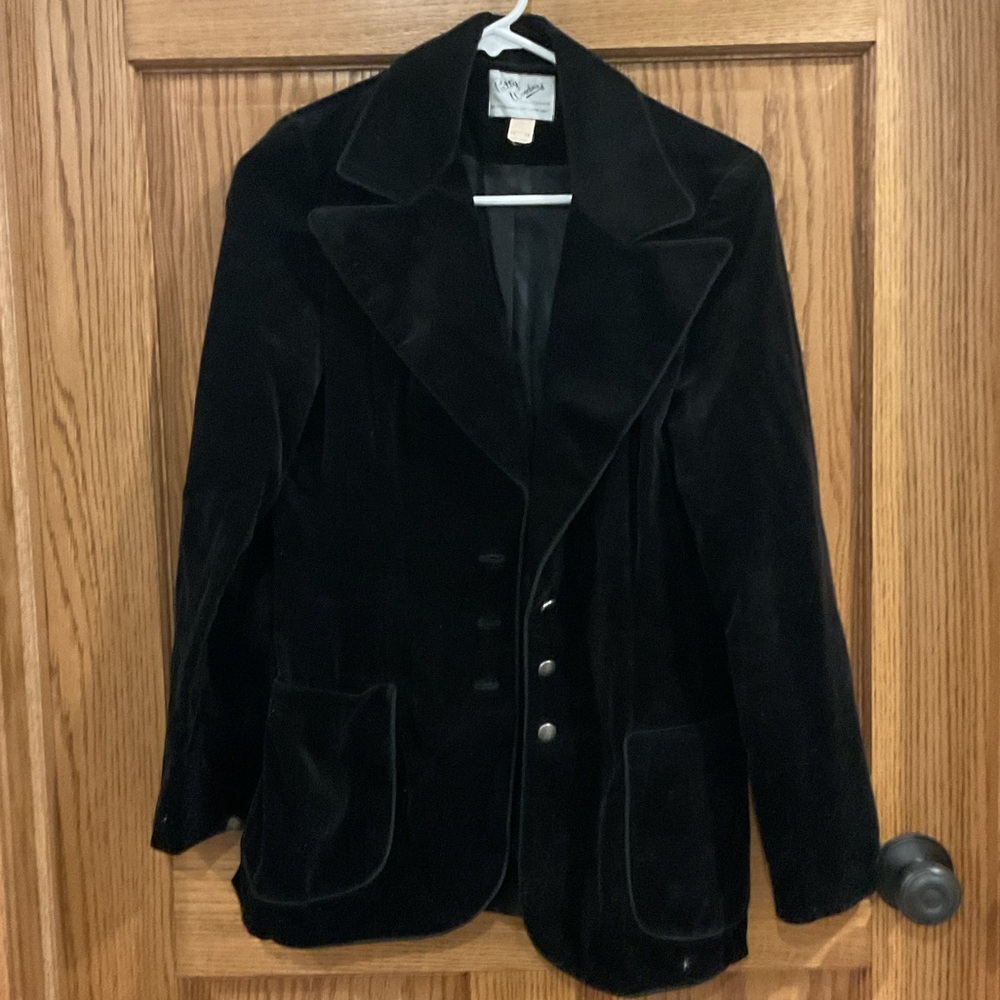 Patty Woodard California Vintage Black Velvet Blazer Jacket Size 11/12